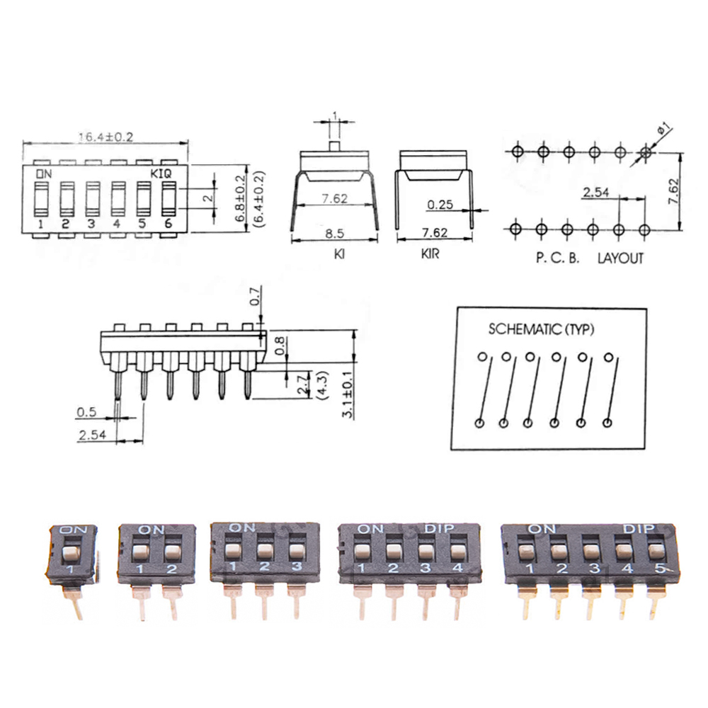 Circuit Snap Kit - 5 SZT. Przełącznik DIP/SMD 2.54mm Raster,